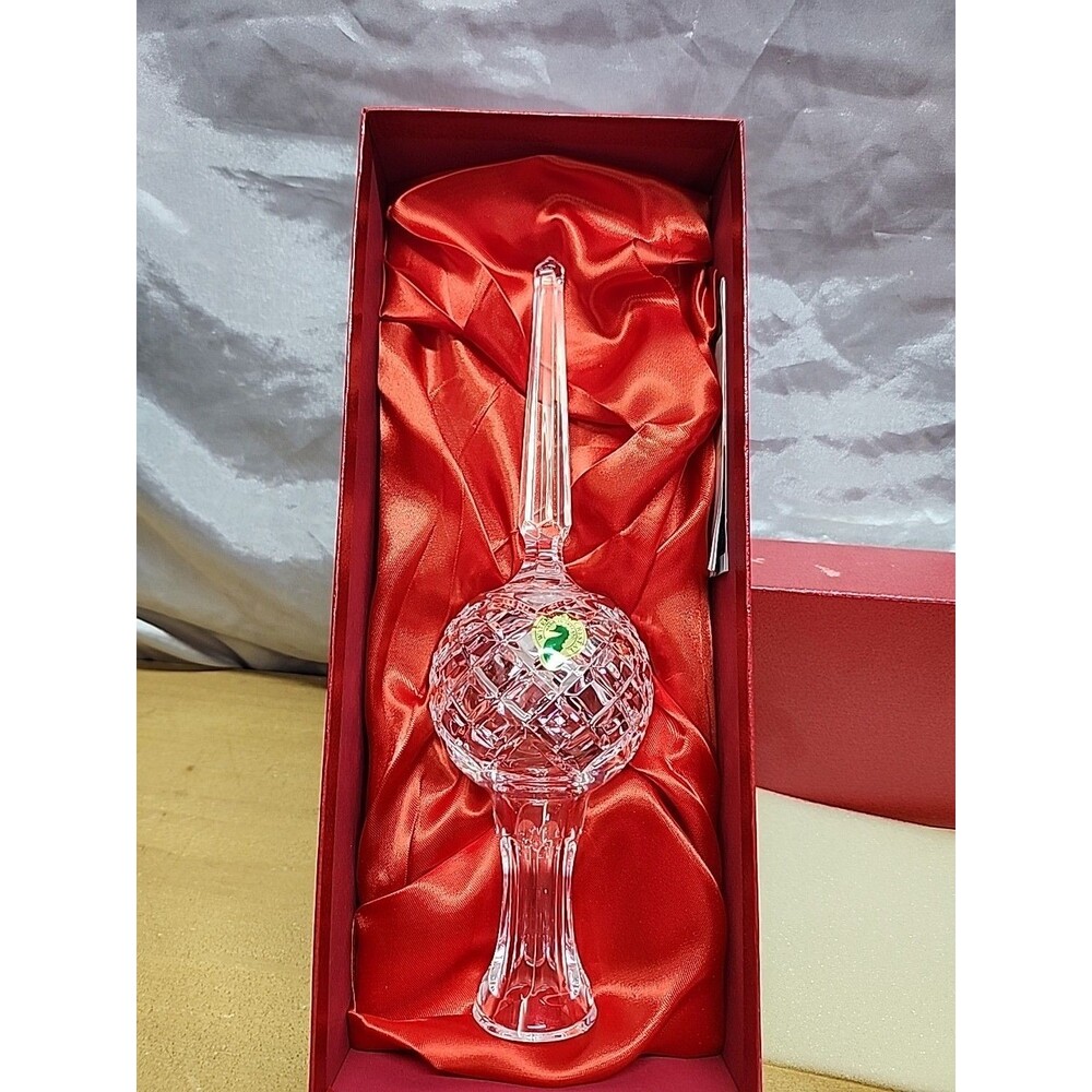 VTG Waterford Crystal Glass Christmas Tree Topper w/ Box 10.5"  NWT